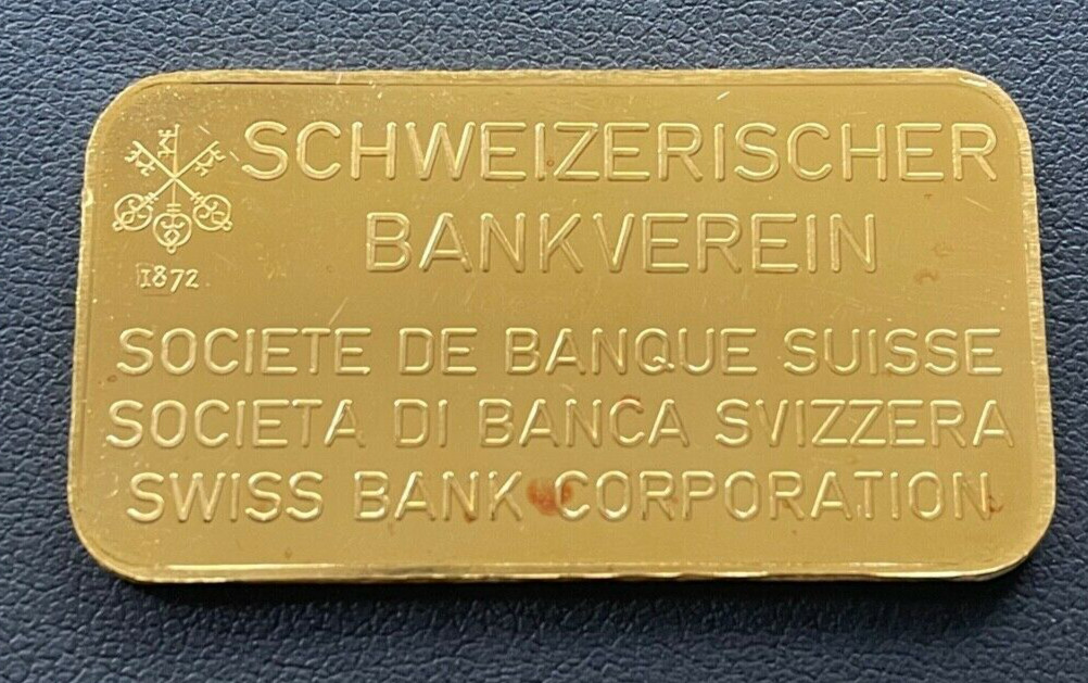 Vintage Schweizerischer Bankverein .9999 1ozt. Gold Bar, Super Rare Gold Bar