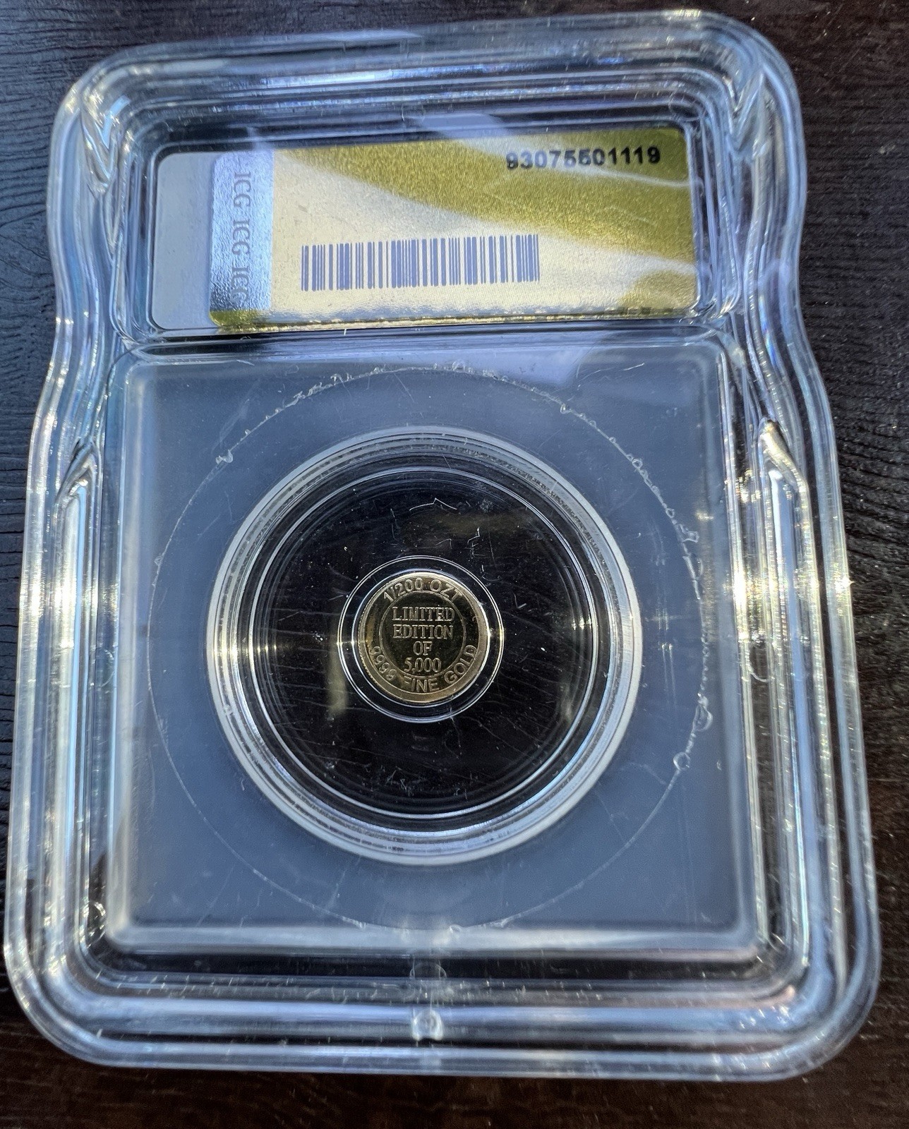 ICG MS70 Royal Flush Gold Round ND 1/200th Ounce Gold Precious Metal Content
