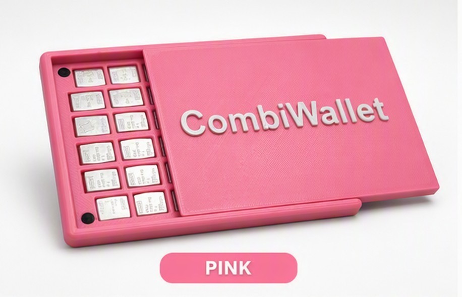 Valcambi Combibar Gold Platinum Silver CombiWallet, Holds 40 1 Gram Combibars