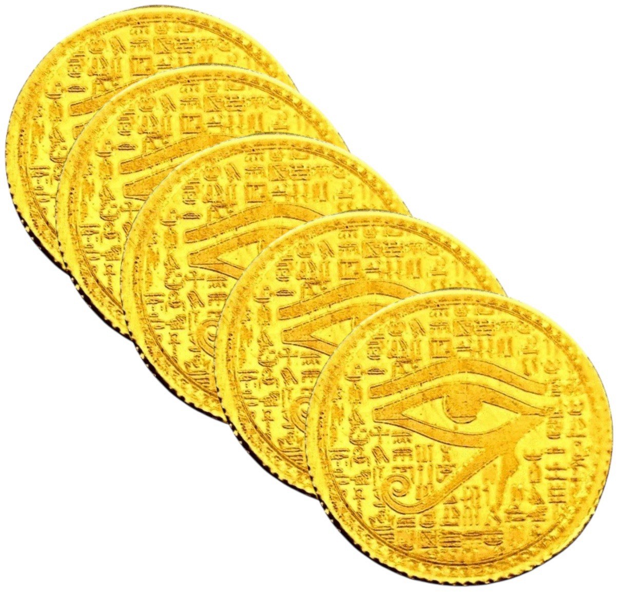 LOT 5 X 1/500 OZ MONARCH EGYPTIAN EYE OF RA .9999 GOLD ROUNDS IN CAPSULE BU