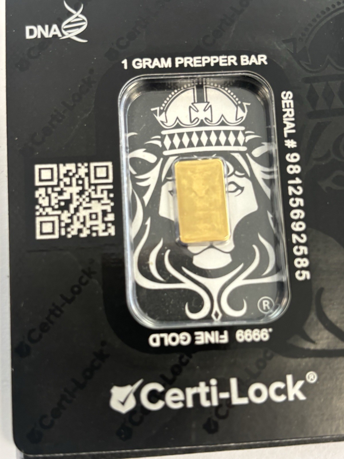 1 GRAM GOLD BAR .9999 FINE SCOTTSDALE MINT IN ASSAY CARD w/CERTI-LOCK
