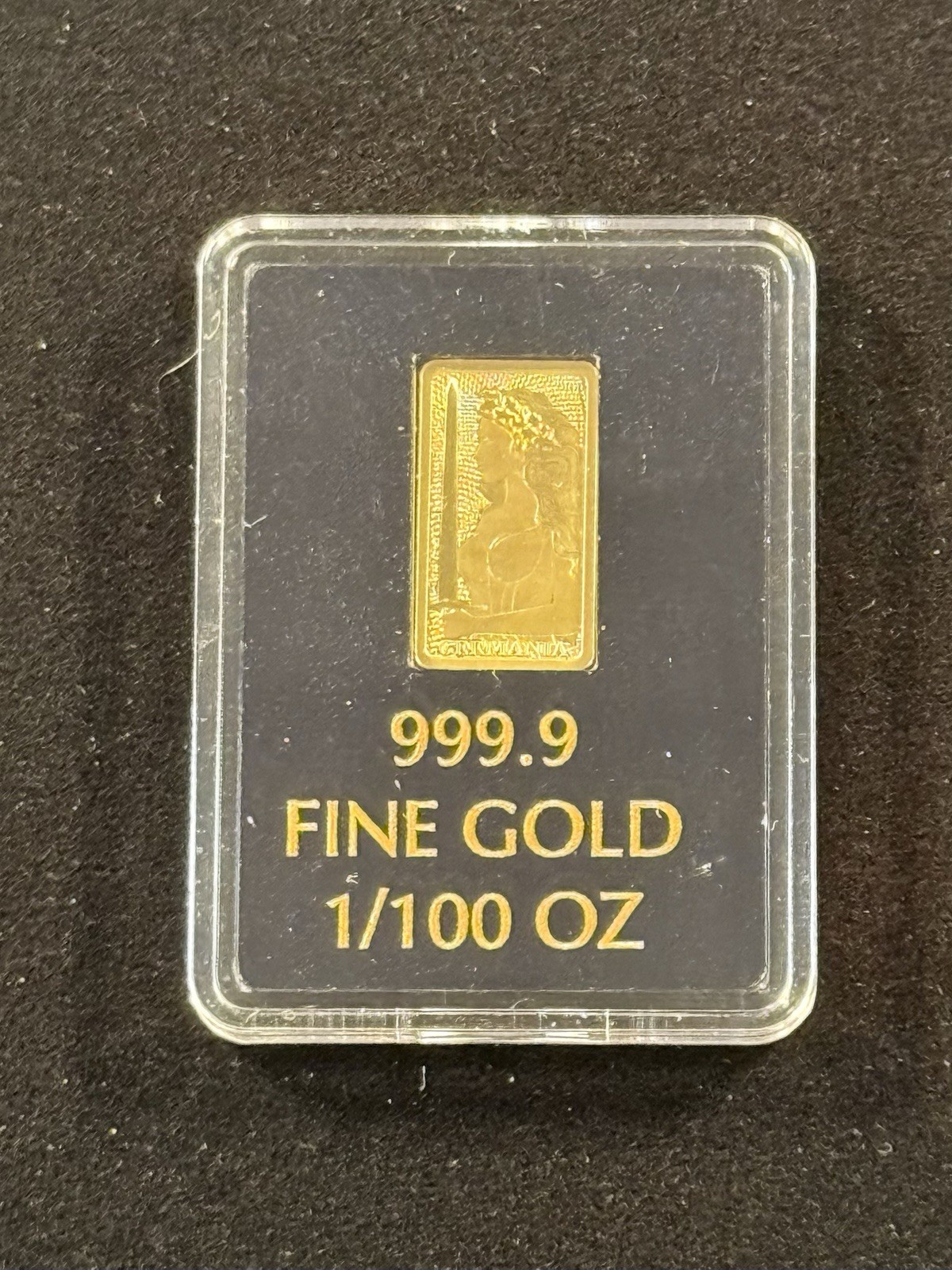 Germania Mint 1/100oz .999 Gold Bar In Holder Fractional Gold Item #531