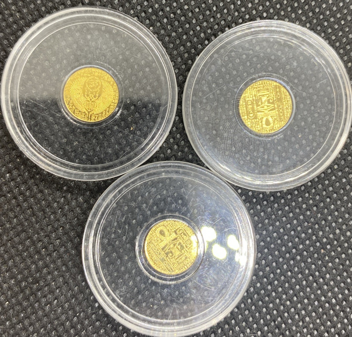 1/200th Oz Gold Round Egyptian Monarch Scarab .999 Fine Gold In Capsules