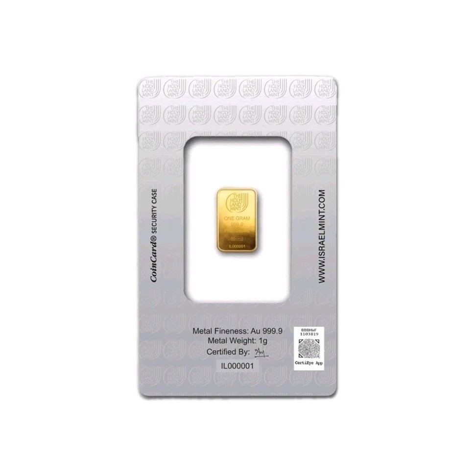 1g Gold Bar – Holy Land Mint – Dove of Peace – Israel Fine Gold 24 Carat