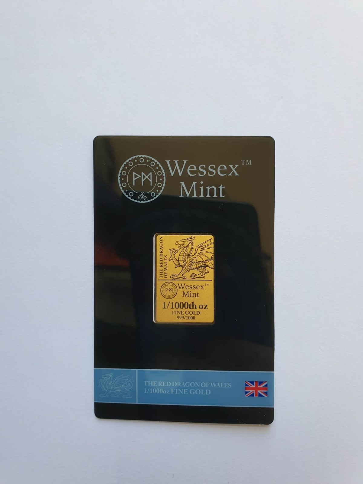 1/1000 oz Red DRAGON of Wales 999/1000 Fine Gold Bars Boxed Wessex Mint Rare