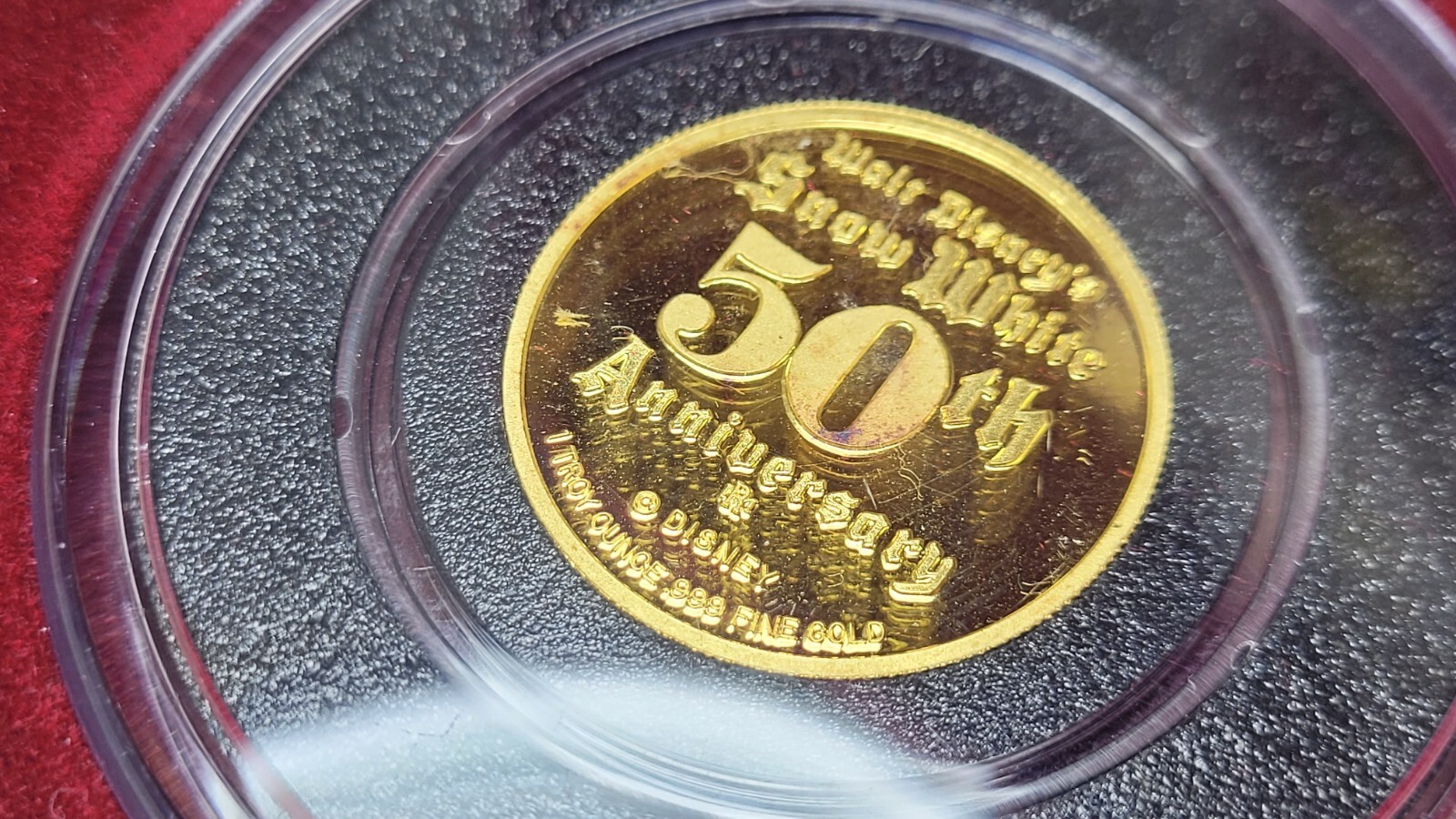 1987 Rarities Mint Snow White 50th Anniv 1 Troy Ounce .999 Fine Gold Round 0229