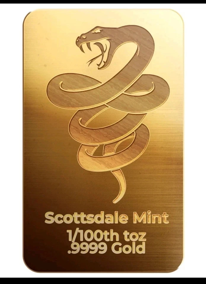 Scottsdale Mint 2025 Lunar Year of the Snake 1/100 oz Gold Bar in Card ForAdults