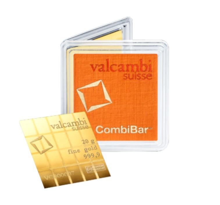 20 x 1 gram Gold Valcambi CombiBar w/ Assay Card .9999 Gold Bullion #A684