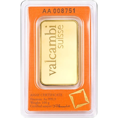 100 Gram Valcambi Gold Bar (New w/ Assay)