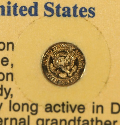 JFK 20th Anniversary Tribute, 14K GOLD Miniature Half Dollar & COA, 1964 – 1984