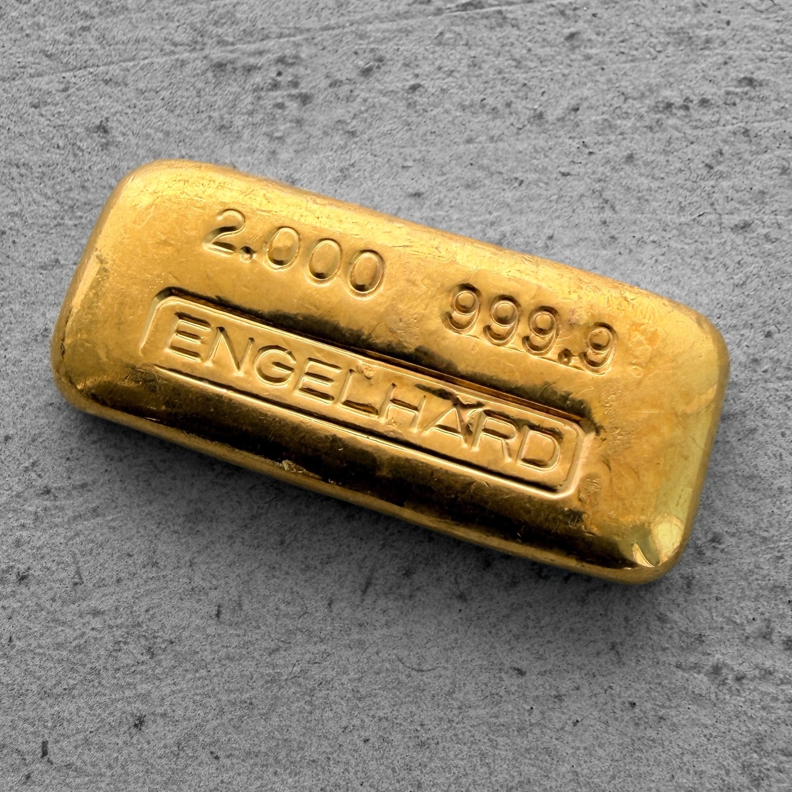 Vintage Engelhard 2 oz Gold Poured Bar 2oz