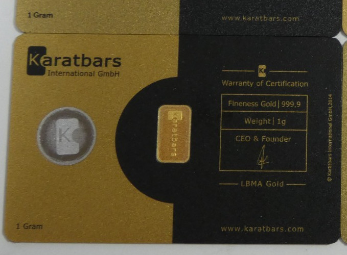 Lot of 4 Karatbars Each Contains 1g 999.9 Fine Gold – 4g 999.9 Fine Gold Total