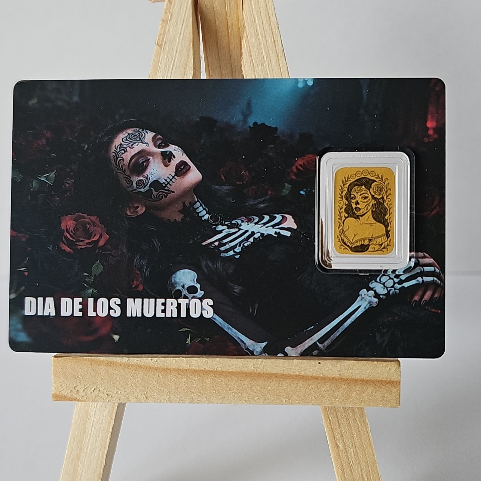 1/1000 oz Gold Bar Republic of Liberia 2026 Dia de los Muertos Roses .9999 Fine