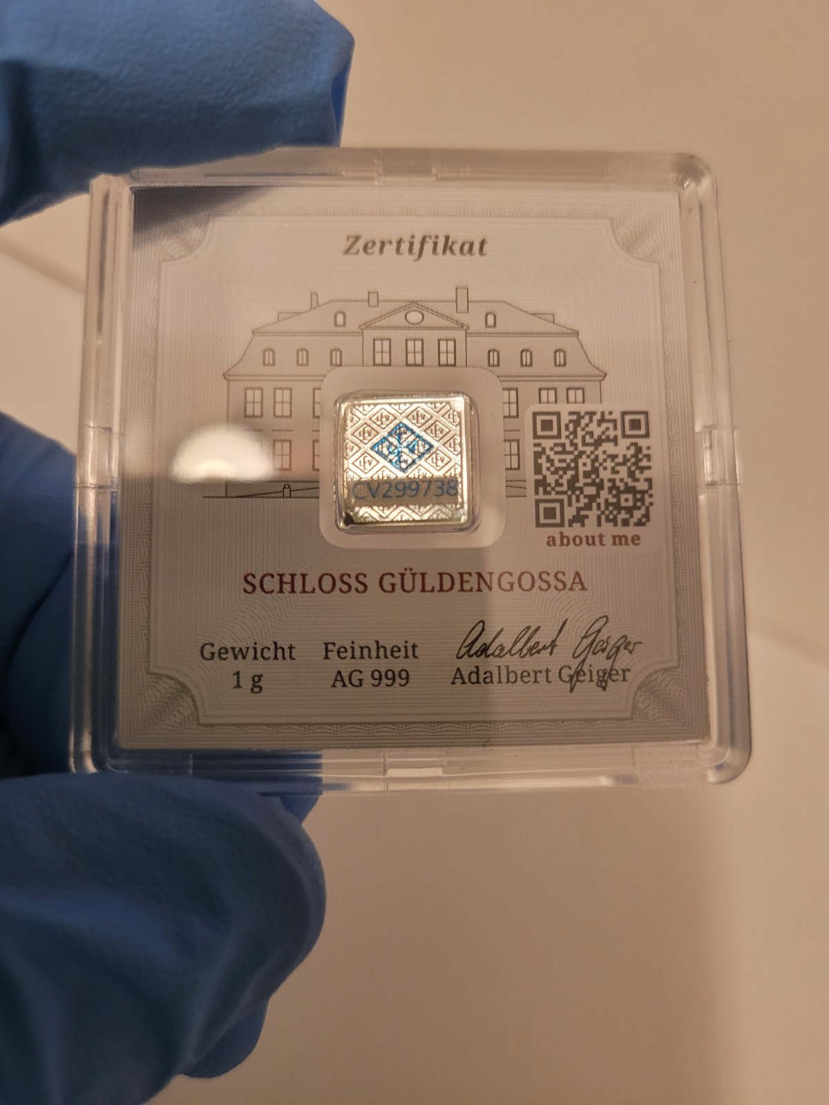 Geiger Original Premium 1 g Silver Bar 0.999 Fine Silver Bullion in Assay