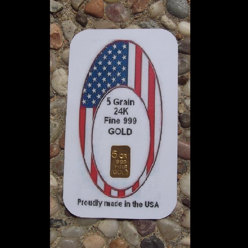 1/3 Gram FLAG EDITION 999+ GOLD BULLION PROFESSIONALLY MINTED CERTIFIED BAR Bin1