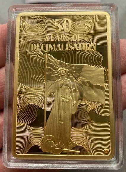 Stunning 2021 Gold Plated Proof 60mm x 40mm One Farthing in protective capsule