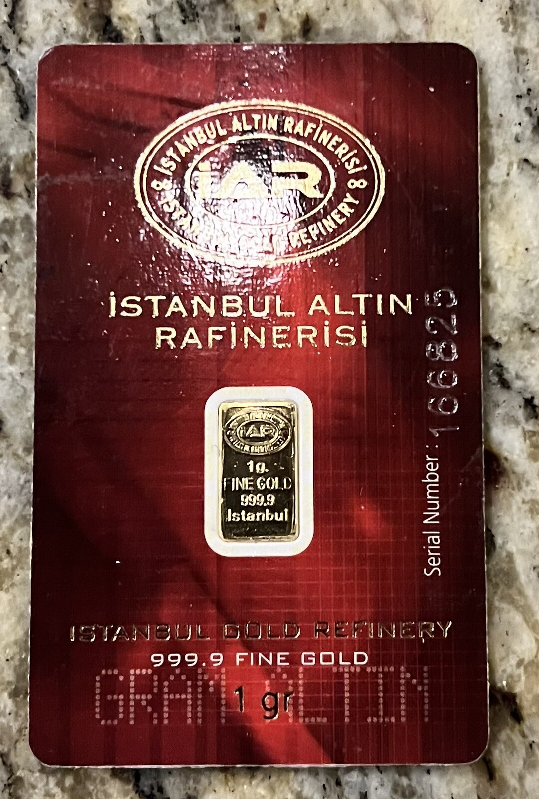 RARE Red Istanbul Altin Rafinerisi (IAR) 1g Gold Bar – Vintage Assay – LBMA