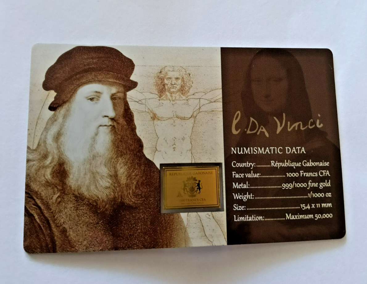 SET 3, MASTERPIECES OF FINE ART 1/1000TH OZ GOLD COIN BARS SALE PRICE NO OFFERS