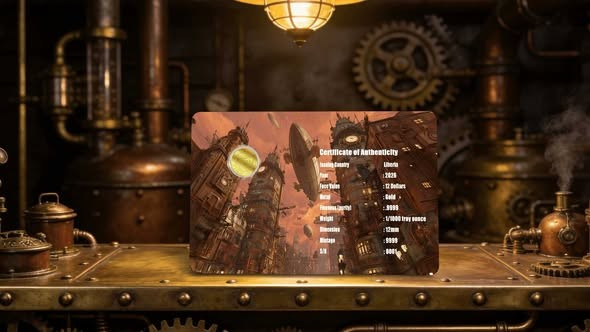 2026 Liberia Steampunk Origin 1/1000oz 9999 Gold Coin in Themed Card