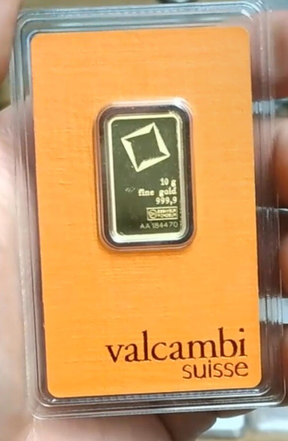 10 Gram Valcambi Suisse .9999 Fine Gold Bar Certified Assay -PURE 10 Grams TUQBA
