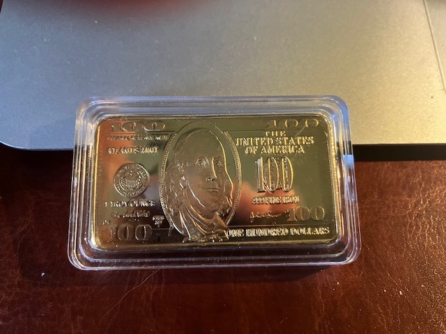 USA 100 Dollar Bullion 24k Gold Bar American Metal Coin Golden Bars USD With Cap