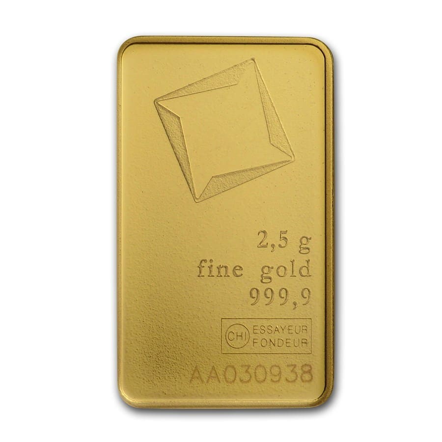 2.5 gram Gold Bar – Valcambi (In Assay)