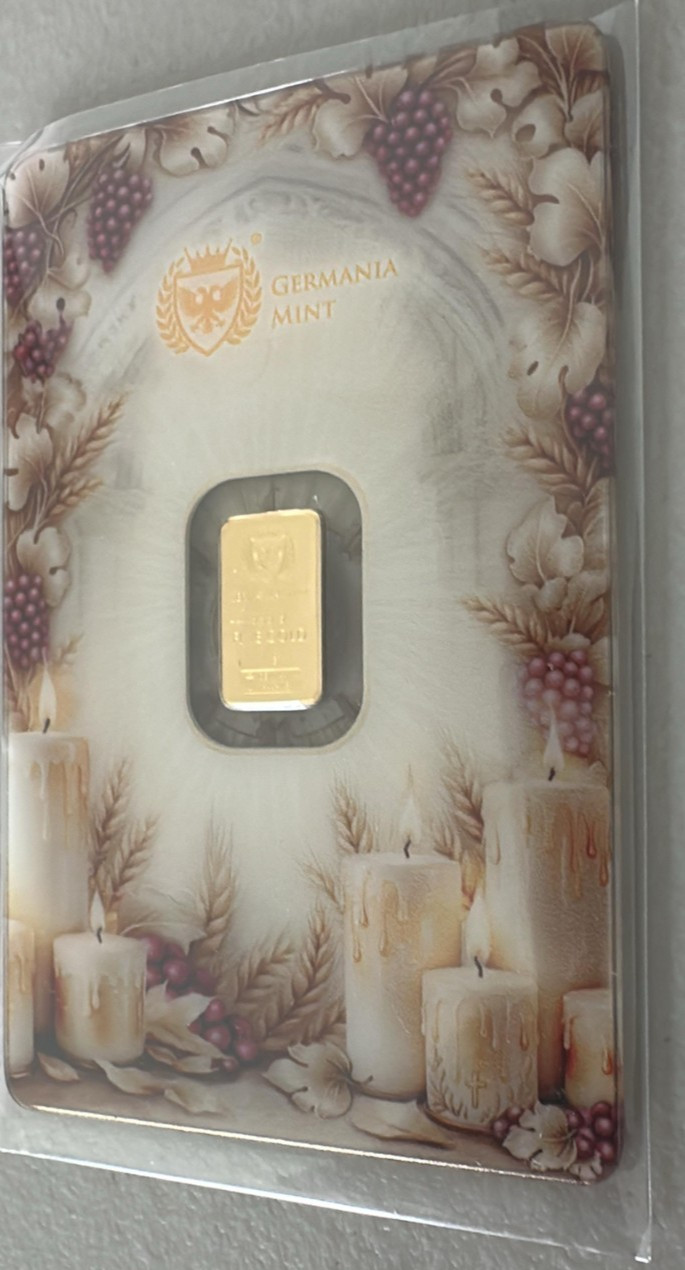 Germania Mint First Holy Communion Minted 1g 24K Gold Bar Packed in a Safepack