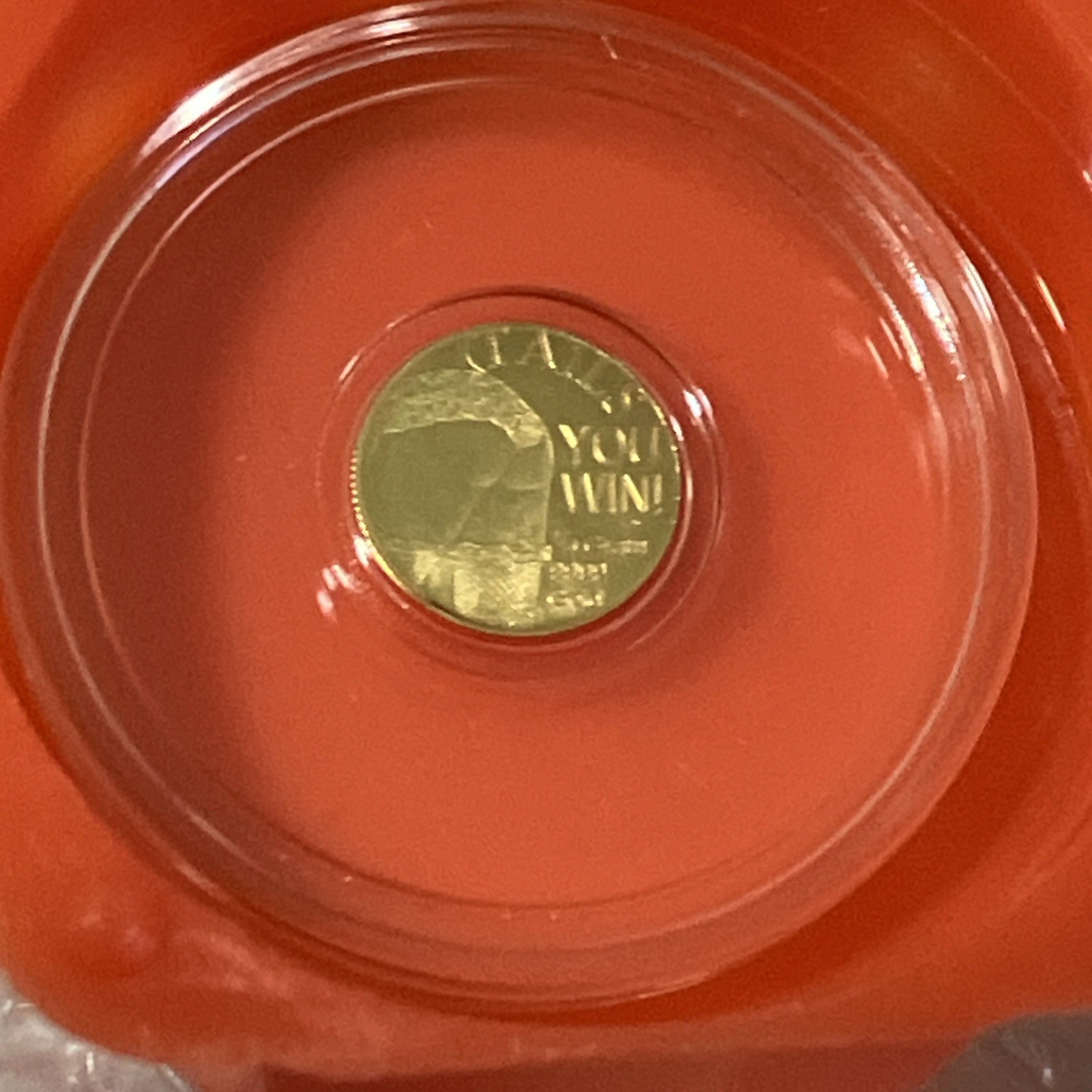 1/4 Gram .9999 Fine Gold Round Heads You Win Tails You Win Monarch Clear Capsule