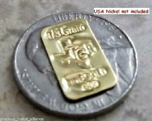 (4X) GOLD 1/3 GRAM 24K PURE TGR BULLION BAR 999 CERTIFIED INGOTS FREE 2DAY SHIP