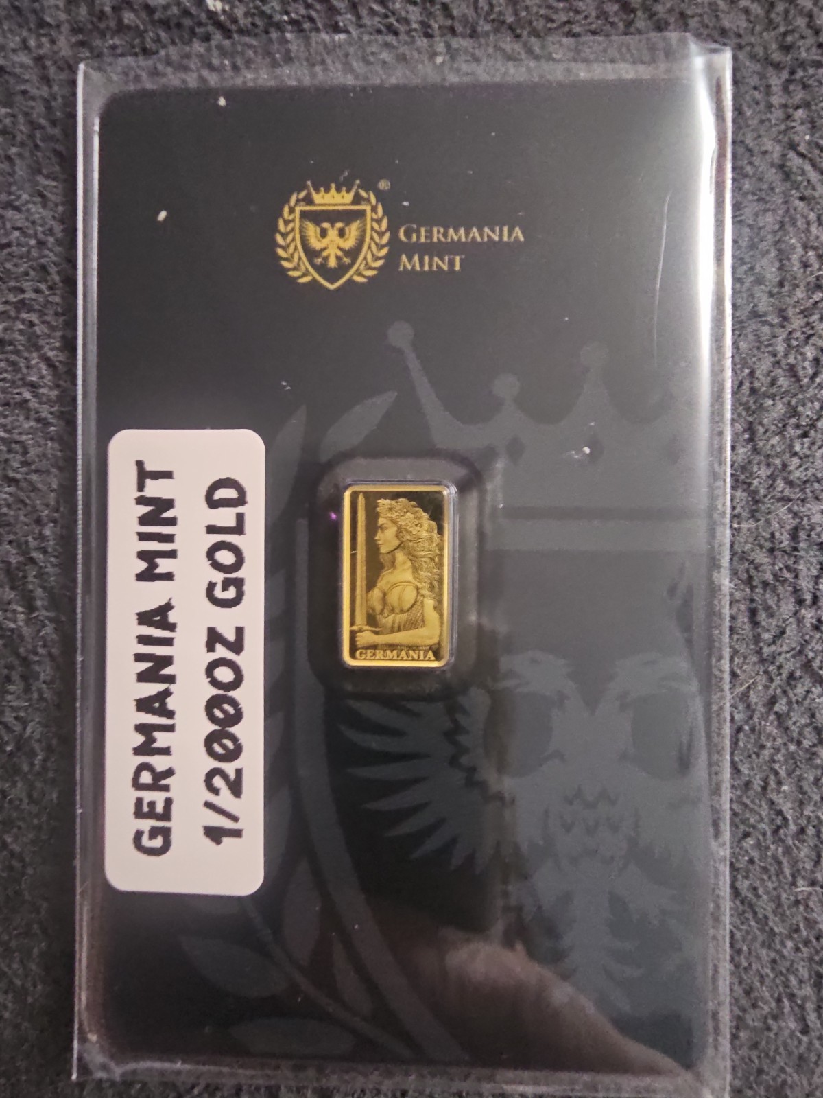 Germania Mint 1/200 Gold Lady Germania Stamped Bar in Capsule