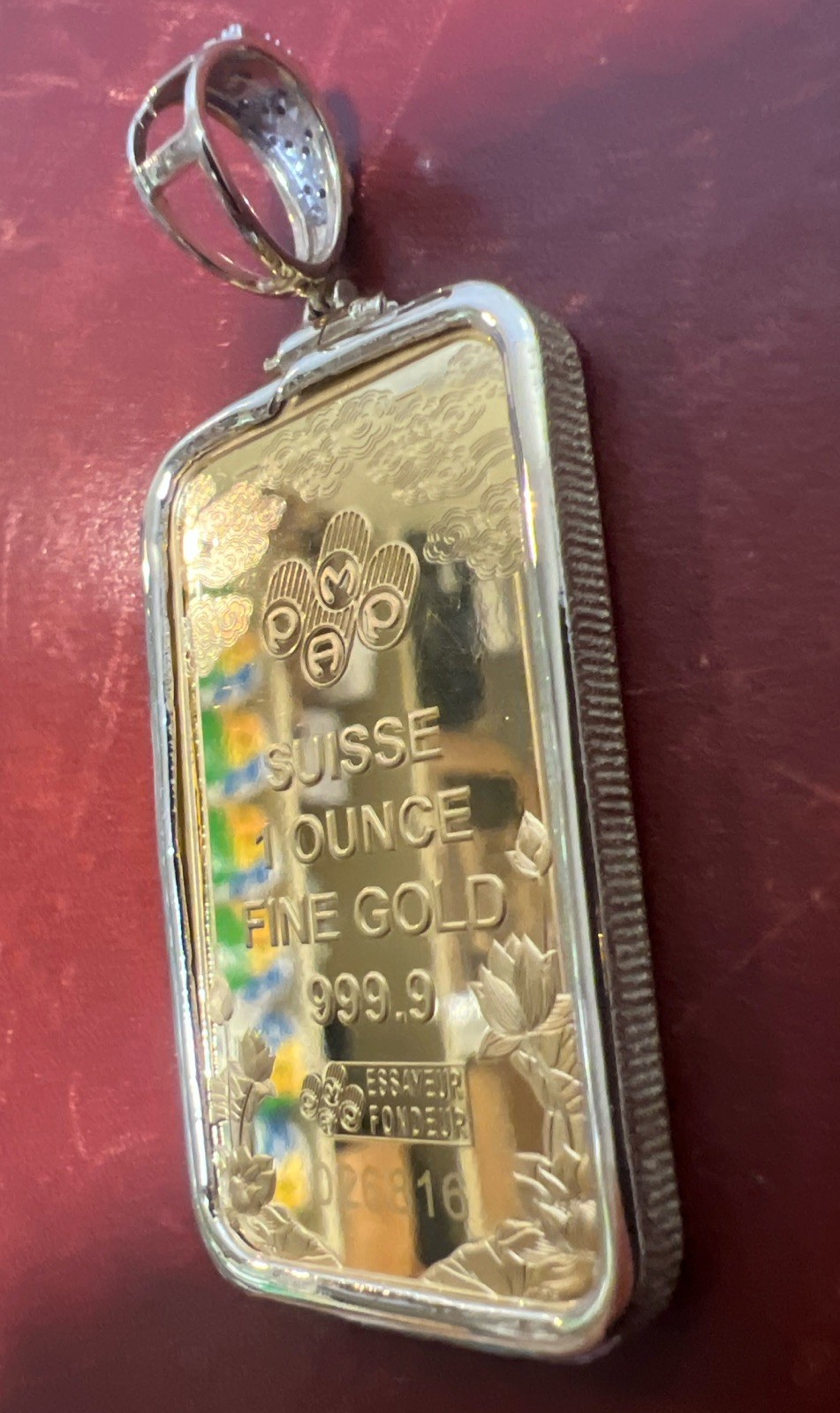 Pamp Good Luck Dragon 24K, 1 TROY OUNCE GOLD BAR & FREE WITH PURCHASE 14k BEZEL!