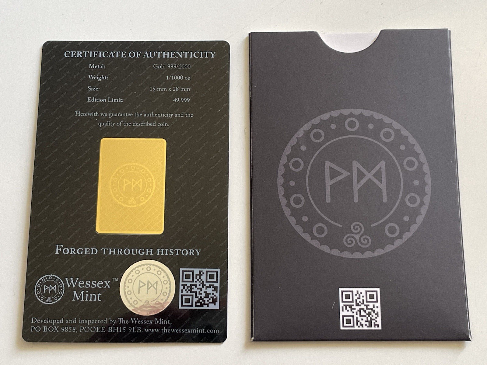 1/1000 oz Vienna Philharmonic -Wessex Mint 999/1000 24K Pure Gold Bar Sealed