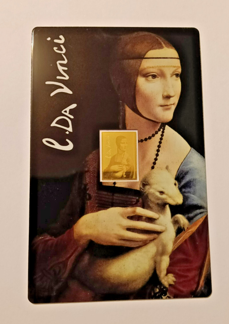 1/1000th oz, 24k gold coin bar Lady with ermine by Leonardo Da Vinci
