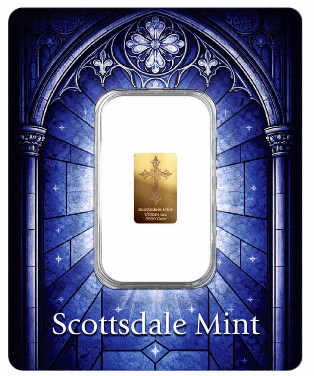 Scottsdale Mint Easter Cross (Certi-Lock®) 1/100 oz .9999 Gold Bullion Bar