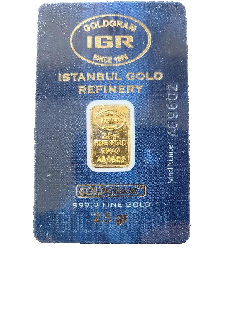 IGR 2.5 GRAM 999.9 FINE “ISTANBUL GOLD REFINERY” GOLD BAR SEALED ASSAY GOLDGRAM