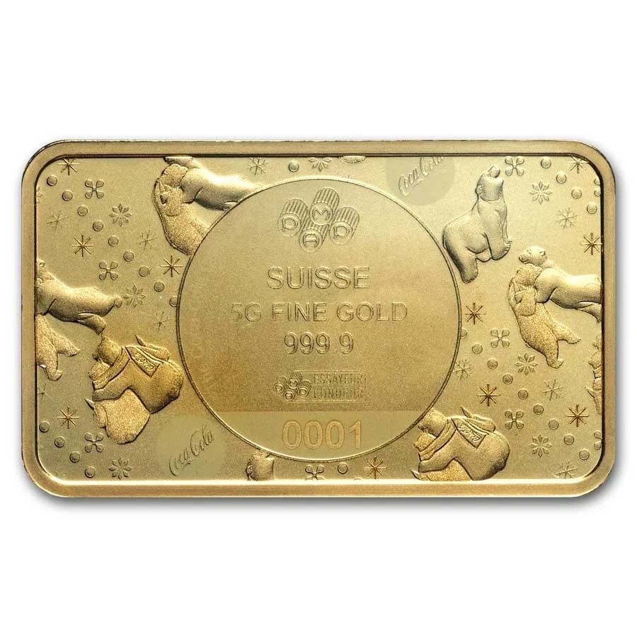 5 gram Gold Bar – PAMP Coca-Cola® Polar Bear Limited mintage of 5,000 bars