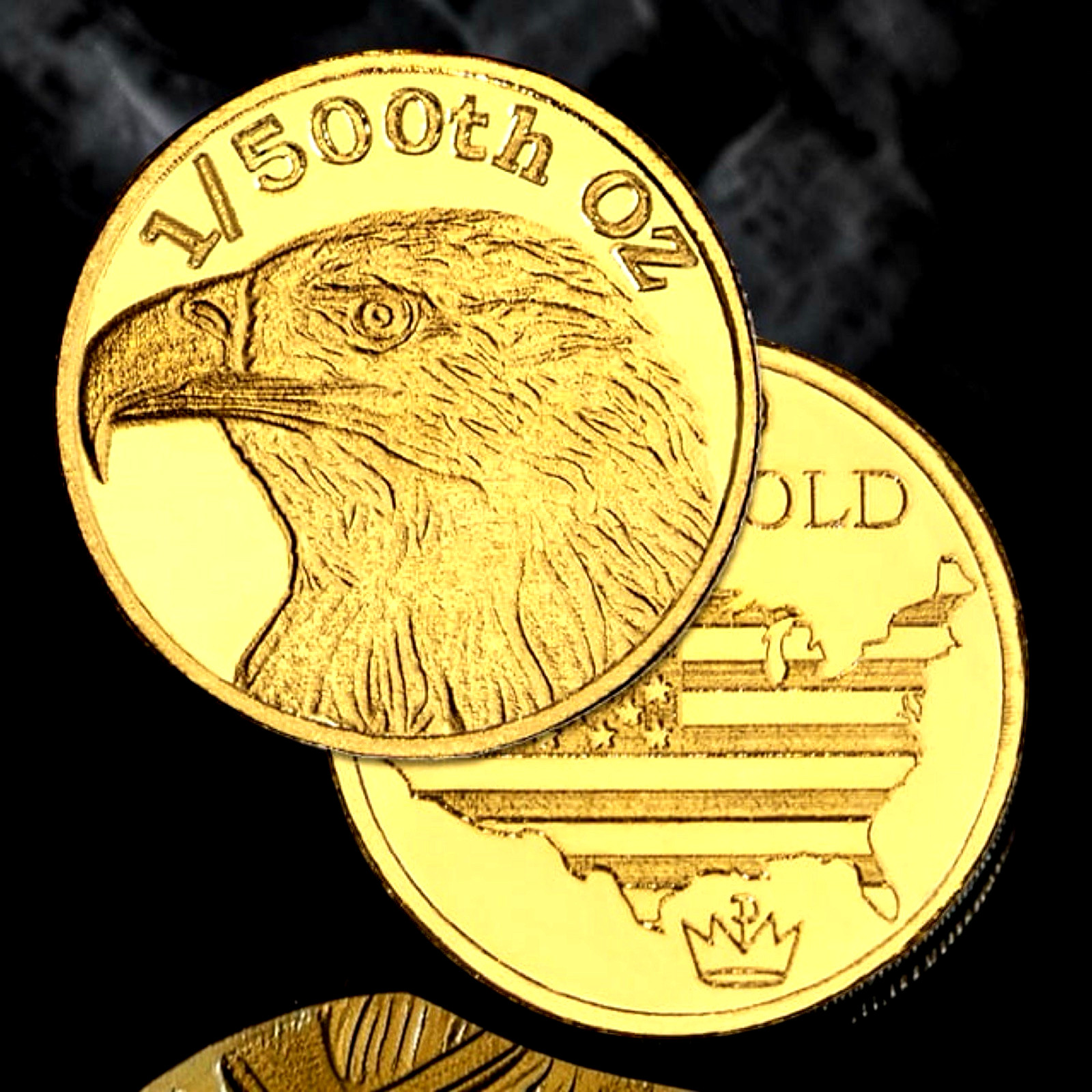 1/500 OZ MONARCH BALD EAGLE .9999 FINE GOLD ROUND IN SEALED CAPSULE BU