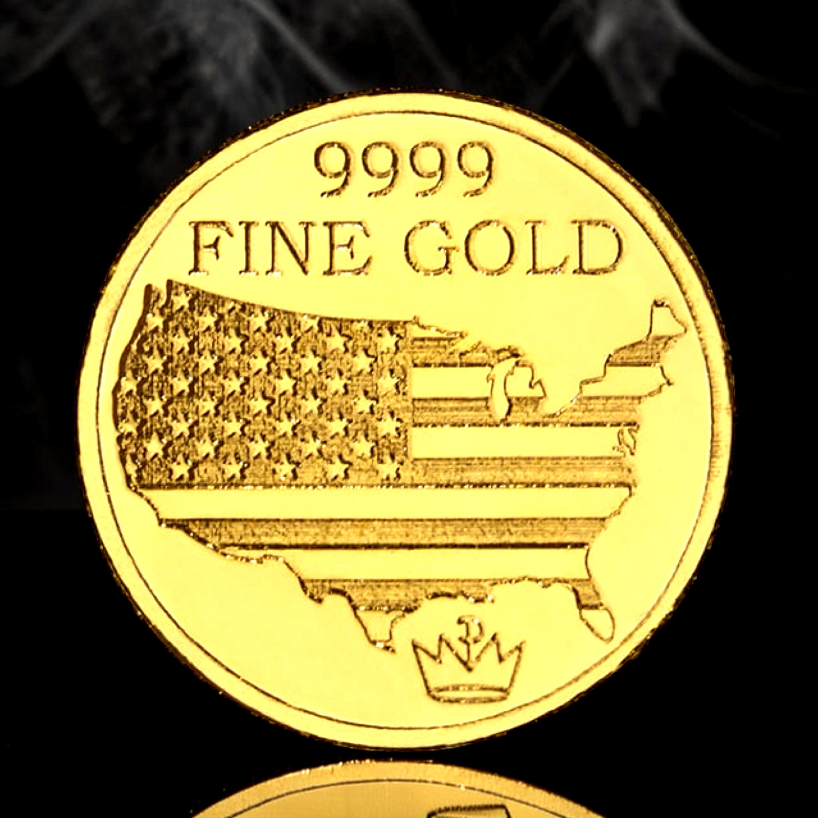 1/500 OZ MONARCH BALD EAGLE .9999 FINE GOLD ROUND IN SEALED CAPSULE BU
