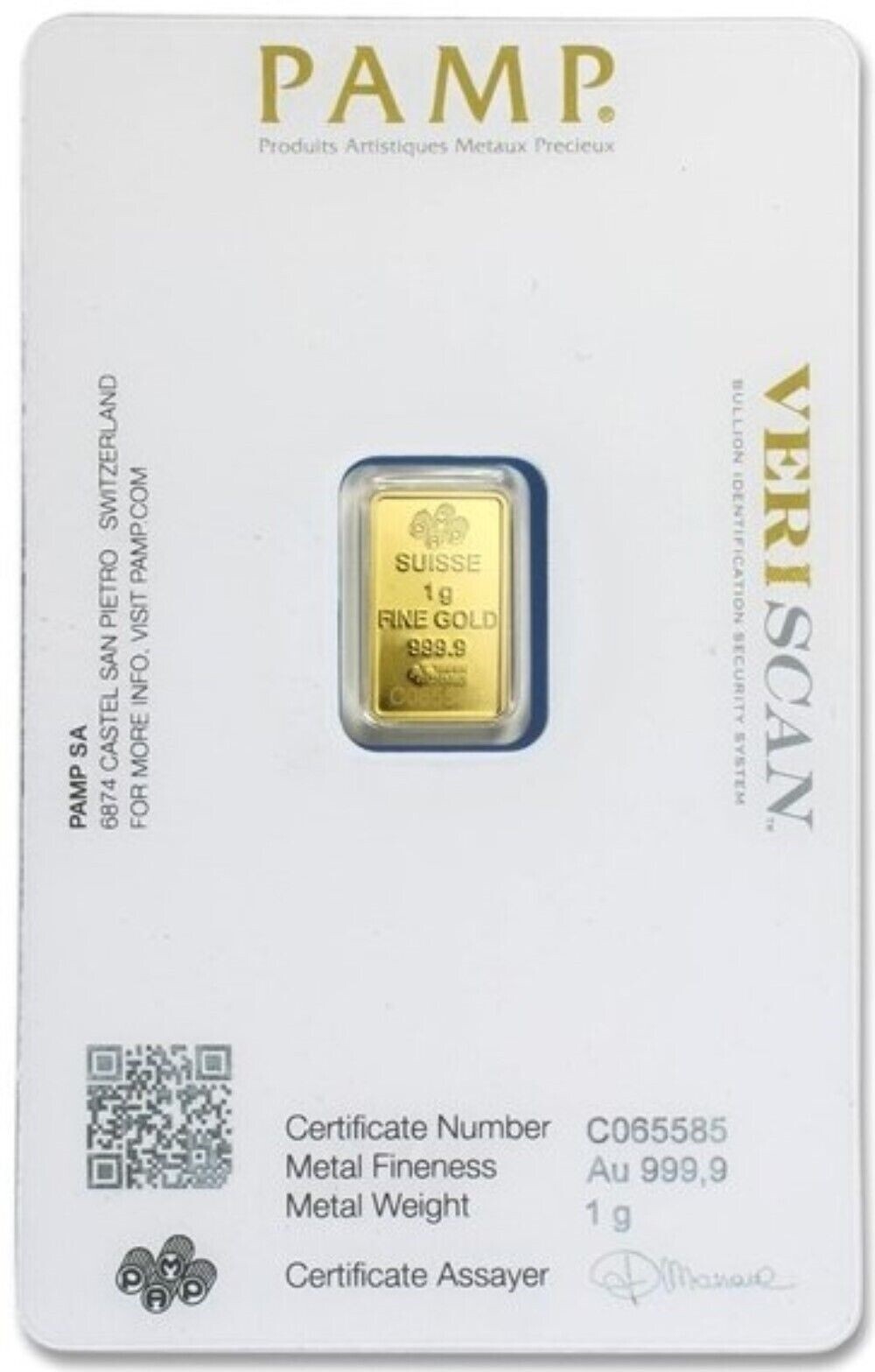 Lot of 5 – 1 gram Gold Bar PAMP Suisse Fortuna .9999 Fine Gold – In Sealed Assay