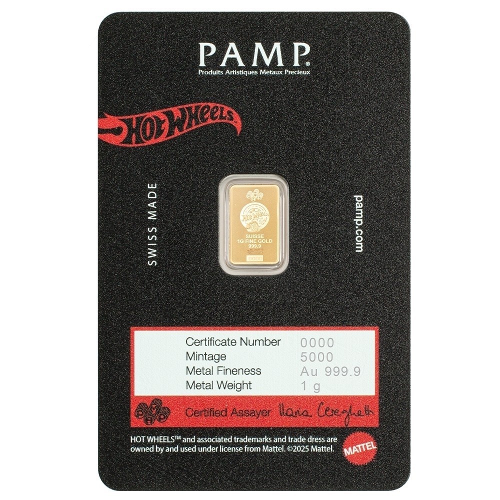 PAMP Suisse Hot Wheels Race to Win 1 Gram .9999 Fine Gold Bar – 5,000 Mintage