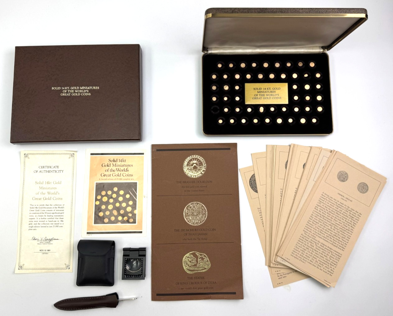 49 RARE Franklin Mint 14K Gold World Mini Coins ~25 Grams w/ COA Paperwork 1981