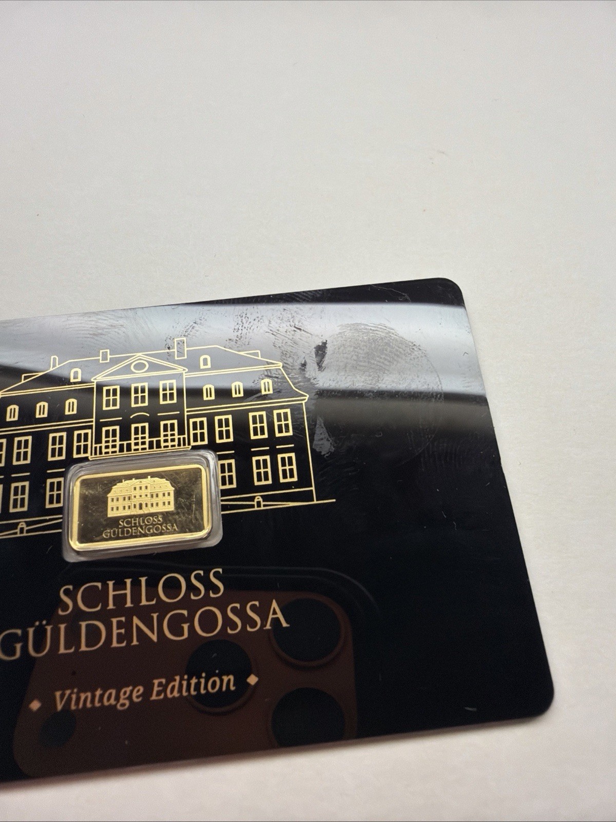 Geiger Schloss Guldengossa Vintage Edition Carded Gold Bar .5 Gram .999 Fine