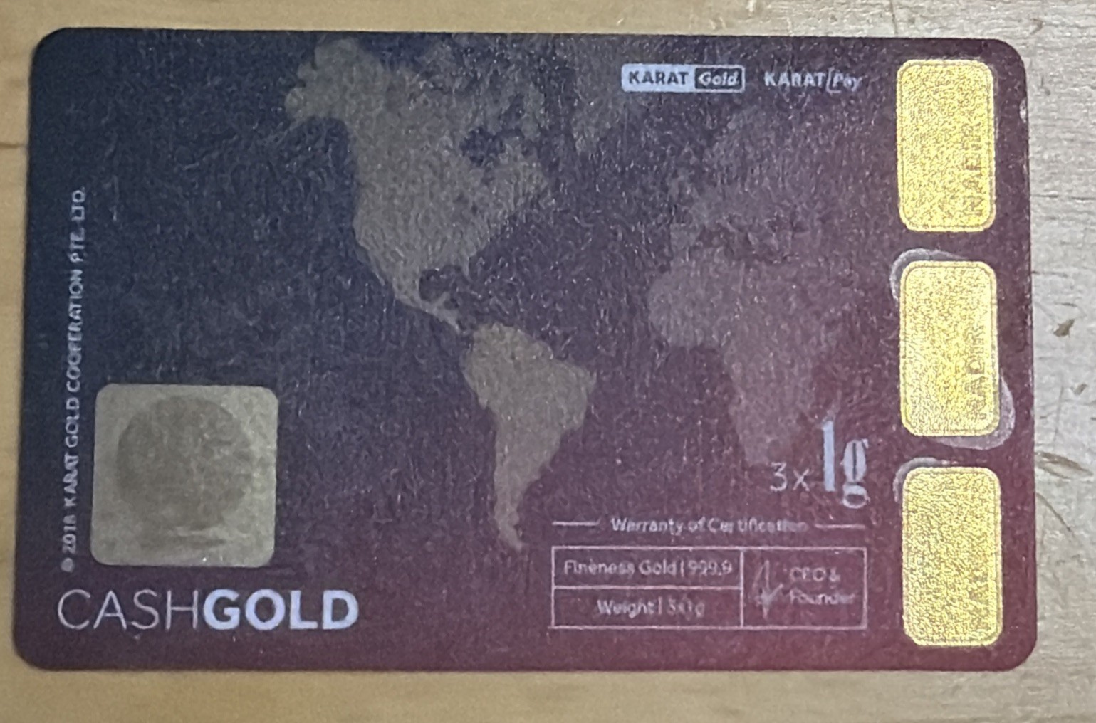 Karatbars International GmbH 3 Gram .9999 Fine Gold in Assay Card