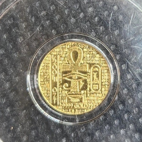 1/200th Oz Gold Round Egyptian Monarch Scarab .999 Fine Gold In Capsules