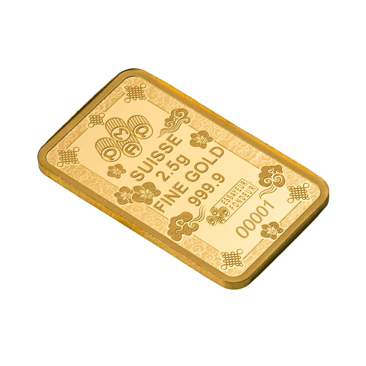 LUCKY CAT GOOD LUCK PAMP SUISSE 2.5 GRAM .9999 Pure 24karat GOLD Bullion Bar