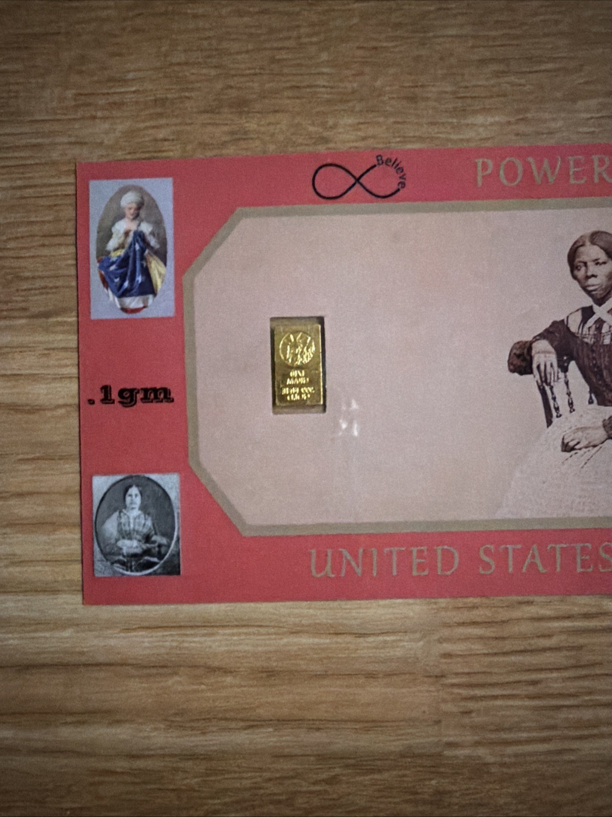 PETTY NUGGET Women Influential .1 GRAM .999 FINE 24K GOLD BAR NOTE 1/10 Of Gram