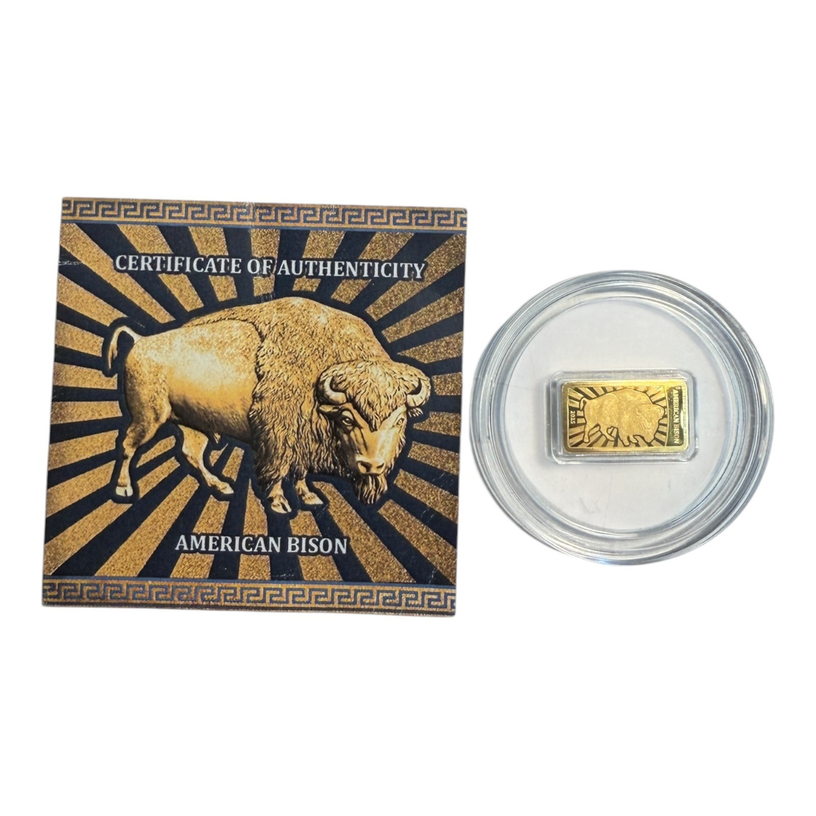 2025 Bison 1/200 oz Au 999 Fine Gold Coin/Bar in Capsule w/COA 21