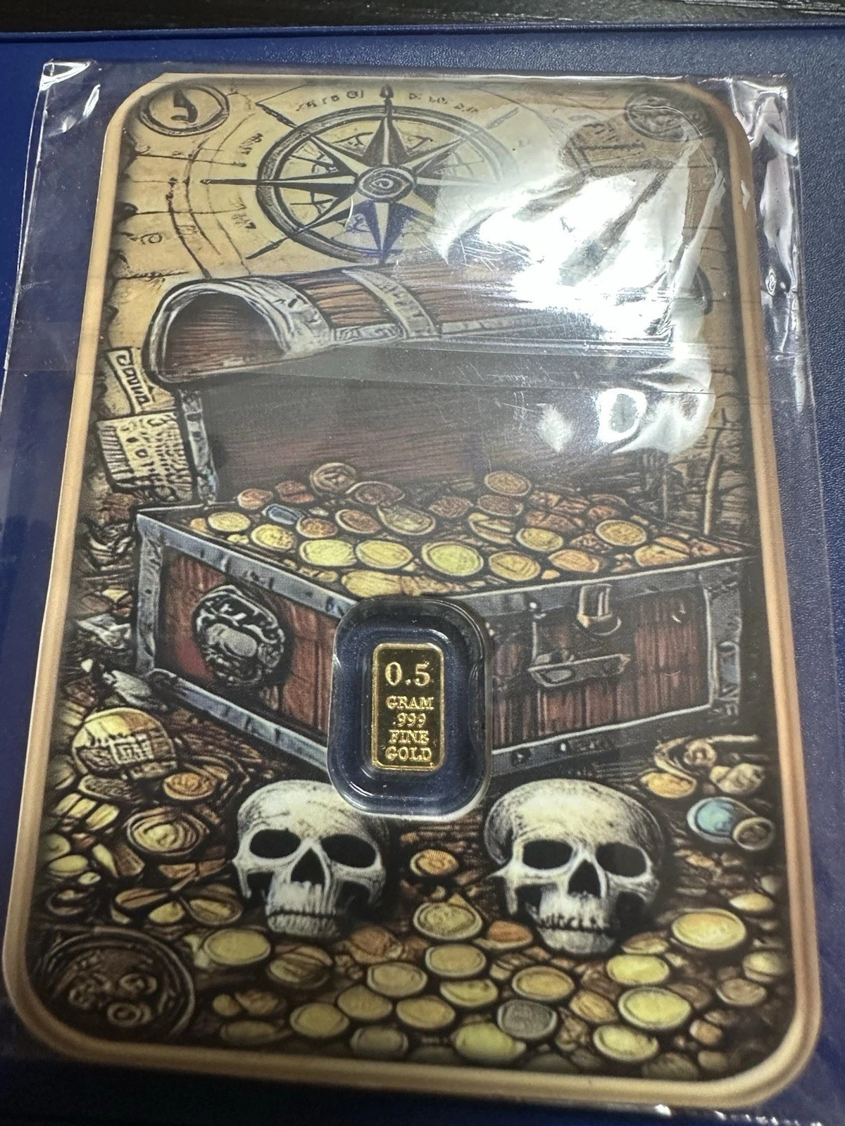 1/2 Gram Gold Bar Pirates Gold .999 In Assay. Limited Mintage of 5,000
