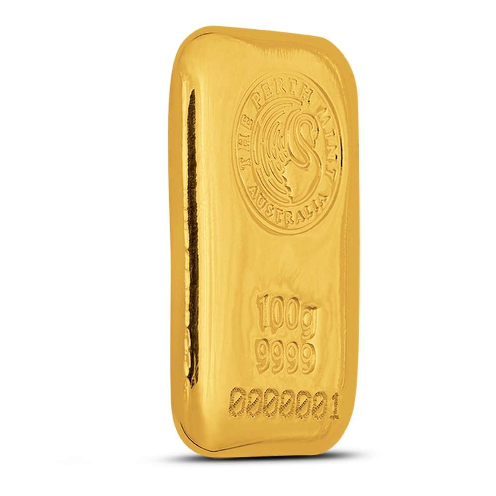 100 Gram Perth Mint Cast Gold Bar (New)