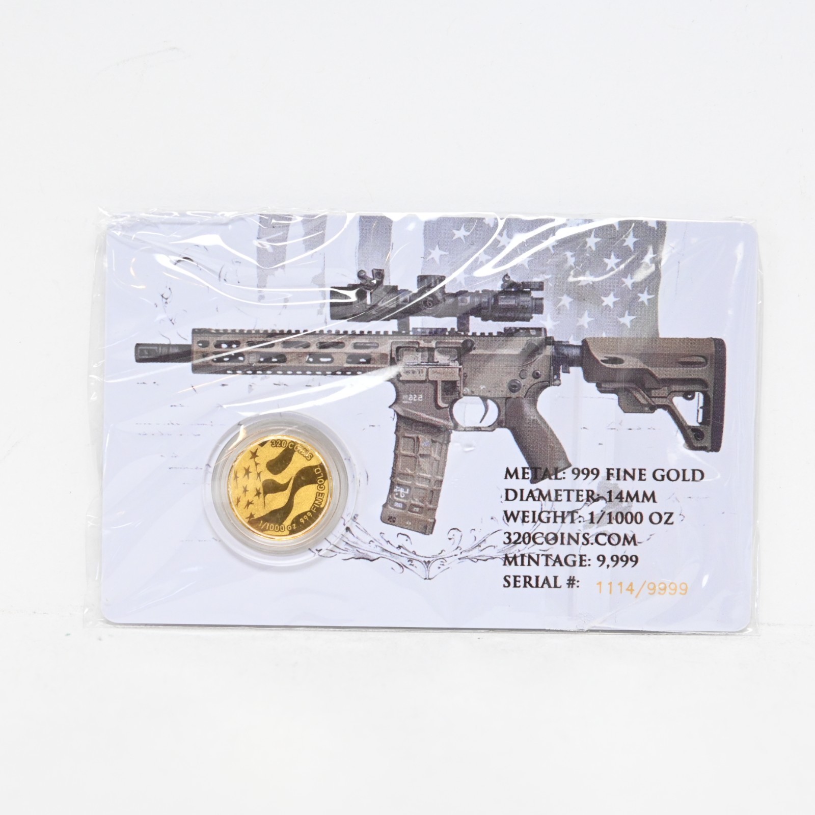 2nd Amendment 1/1000-oz .9999 Gold in Card Cert#1114 (slx5340)